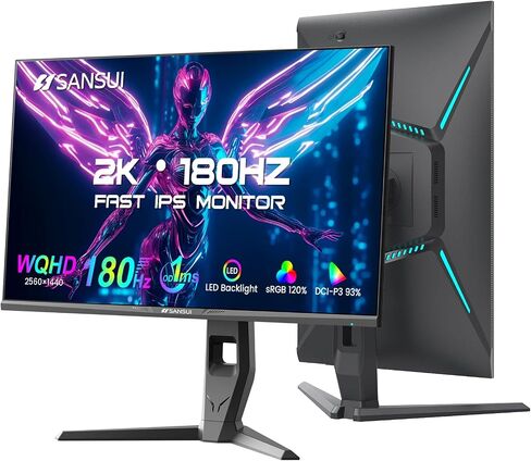 SANSUI Curved Monitor 27 inch 100Hz USB Type-C Computer Monitor with Speakers Built in丨FHD 1080p丨HDR丨110% sRGB丨1500R丨VESA Compatible,for Tablet,Desktop,Laptop and PC Work Gaming (ES-27C1) in Kuwait