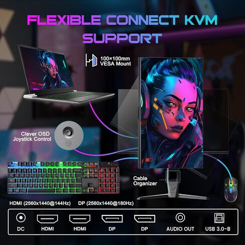 SANSUI Curved Monitor 27 inch 100Hz USB Type-C Computer Monitor with Speakers Built in丨FHD 1080p丨HDR丨110% sRGB丨1500R丨VESA Compatible,for Tablet,Desktop,Laptop and PC Work Gaming (ES-27C1) in Kuwait
