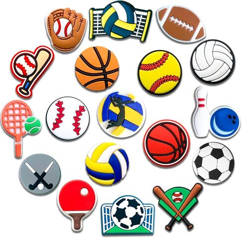 18Pcs Sports Game Astronaut Unicorn Flowers Shoe Charms, Sea Animals Food Fruits Mushroom Charms Pack for Women Men Shoe Decoration in Saudi Arabia
