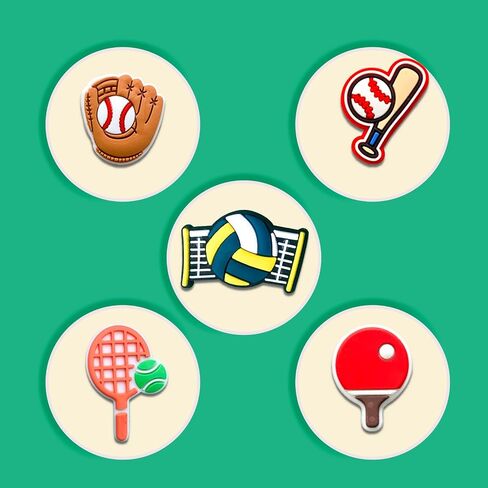 18Pcs Sports Game Astronaut Unicorn Flowers Shoe Charms, Sea Animals Food Fruits Mushroom Charms Pack for Women Men Shoe Decoration in Saudi Arabia