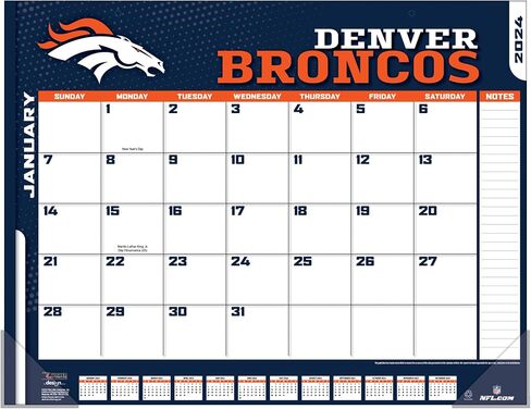 TURNER SPORTS Denver Broncos 2025 22x17 Desk Calendar (25998061535) in Saudi Arabia
