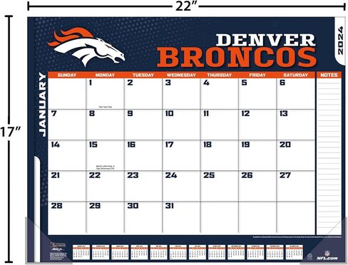 TURNER SPORTS Denver Broncos 2025 22x17 Desk Calendar (25998061535) in Saudi Arabia
