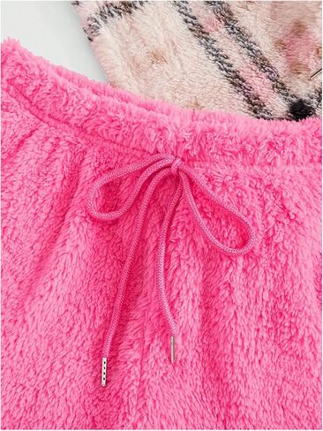 Milumia Women's 3 Pack Plaid Fuzzy Tie Front Pajama Bottoms Cute Lounge Shorts in Saudi Arabia