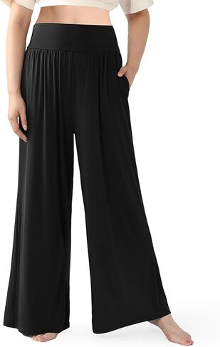 BAMBOO COOL Women Pajama Pants High Waisted Wide Leg with Pockets Lounge Sleep Bottoms Casual Lounge Yoga Pants in Kuwait