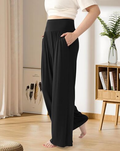 BAMBOO COOL Women Pajama Pants High Waisted Wide Leg with Pockets Lounge Sleep Bottoms Casual Lounge Yoga Pants in Kuwait