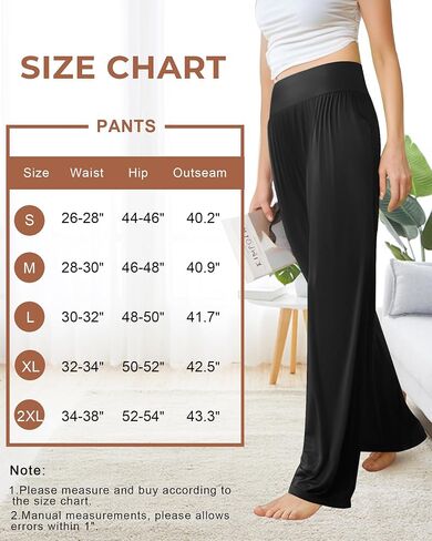 BAMBOO COOL Women Pajama Pants High Waisted Wide Leg with Pockets Lounge Sleep Bottoms Casual Lounge Yoga Pants in Kuwait