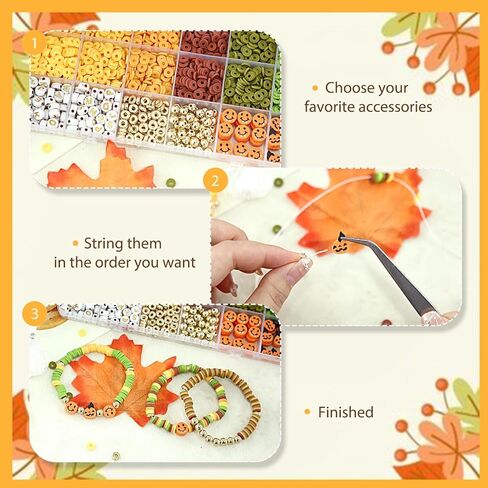 Megoogo Halloween Clay Beads Bracelet Making Kit, 2340 pcs Polymer Heishi Flat Round Beads with 145 pcs Charm Beads for Jewelry Making Kit Friendship Bracelets Making DIY Crafts in Kuwait