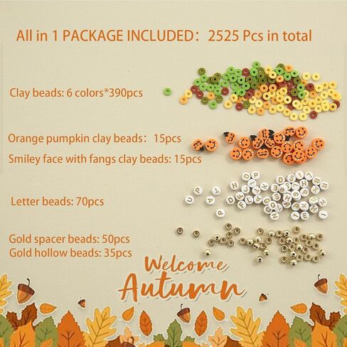 Megoogo Halloween Clay Beads Bracelet Making Kit, 2340 pcs Polymer Heishi Flat Round Beads with 145 pcs Charm Beads for Jewelry Making Kit Friendship Bracelets Making DIY Crafts in Kuwait