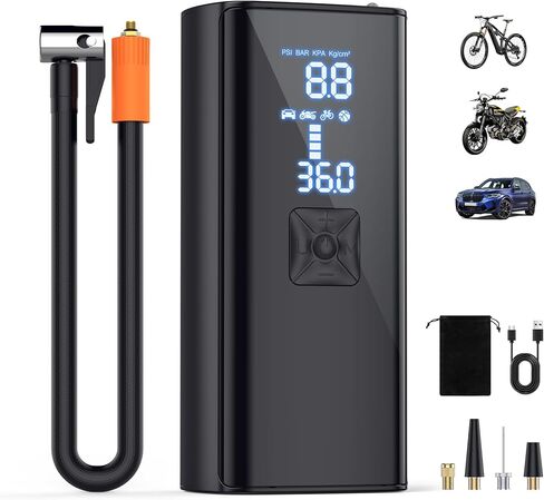 GIGART Tire Inflator Portable Air Compressor, 3X Faster Cordless Air Pump for Car Tires with 25000mAh Battery, 150PSI Tire Pump with Digital Pressure Gauge, LCD Dual Display, for Car, Motorcycle in Saudi Arabia