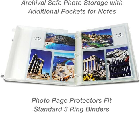 EnvyPak Photo Sheet Protector - Clear, 8.5 X 11 Inch, Holds 6 4" x 6" Inch Photos & Title Cards (6 Photos & 2 Cards per Page) - 3 Hole Punched - Pack of 50 in Saudi Arabia