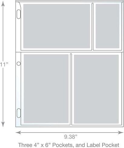EnvyPak Photo Sheet Protector - Clear, 8.5 X 11 Inch, Holds 6 4" x 6" Inch Photos & Title Cards (6 Photos & 2 Cards per Page) - 3 Hole Punched - Pack of 50 in Saudi Arabia