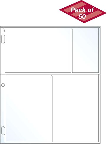 EnvyPak Photo Sheet Protector - Clear, 8.5 X 11 Inch, Holds 6 4" x 6" Inch Photos & Title Cards (6 Photos & 2 Cards per Page) - 3 Hole Punched - Pack of 50 in Saudi Arabia