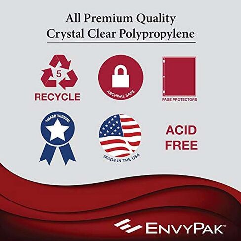 EnvyPak Photo Sheet Protector - Clear, 8.5 X 11 Inch, Holds 6 4" x 6" Inch Photos & Title Cards (6 Photos & 2 Cards per Page) - 3 Hole Punched - Pack of 50 in Saudi Arabia