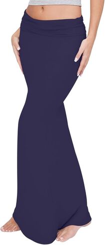REORIA Women's Sexy Fold Over High Waisted Lounge Long Skirts Elegant Going Out Bodycon Maxi Skirts in Saudi Arabia