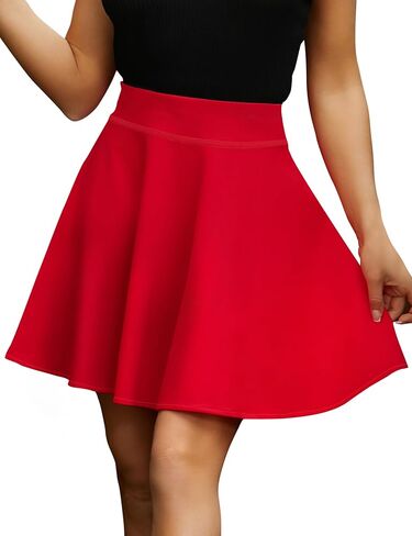 Women's Basic Pleated Skirt A-Line Flared Plain Skirts Stretchy Versatile Casual Mini Skater Skirt in Saudi Arabia