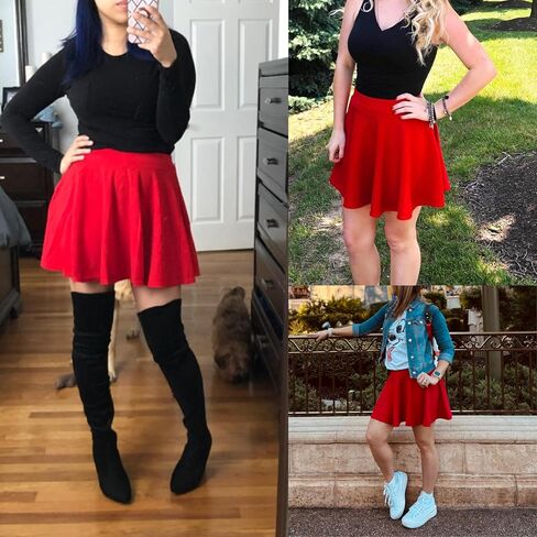 Women's Basic Pleated Skirt A-Line Flared Plain Skirts Stretchy Versatile Casual Mini Skater Skirt in Saudi Arabia