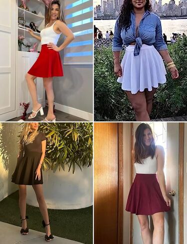 Women's Basic Pleated Skirt A-Line Flared Plain Skirts Stretchy Versatile Casual Mini Skater Skirt in Saudi Arabia