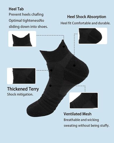 Basketball Socks for Mens Athletic Cushioned Compression Socks Ankle/Mid-Calf Running Hiking Socks 8-13 (6 Pairs) in Saudi Arabia