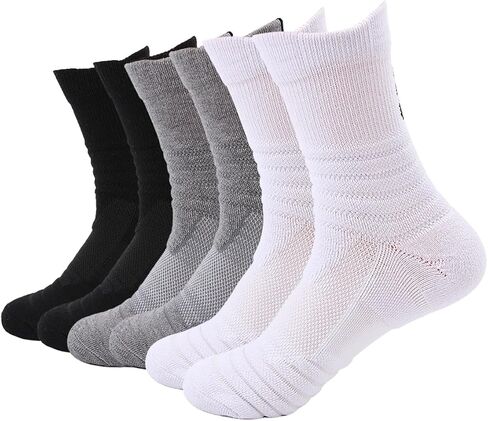 Basketball Socks for Mens Athletic Cushioned Compression Socks Ankle/Mid-Calf Running Hiking Socks 8-13 (6 Pairs) in Saudi Arabia