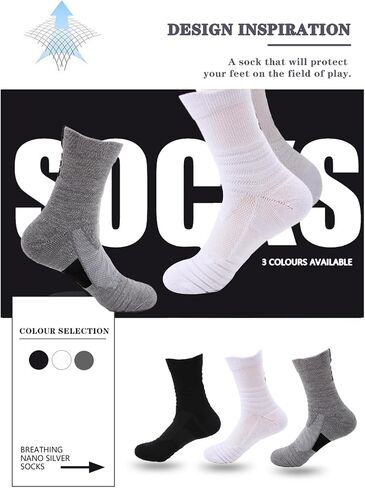 Basketball Socks for Mens Athletic Cushioned Compression Socks Ankle/Mid-Calf Running Hiking Socks 8-13 (6 Pairs) in Saudi Arabia