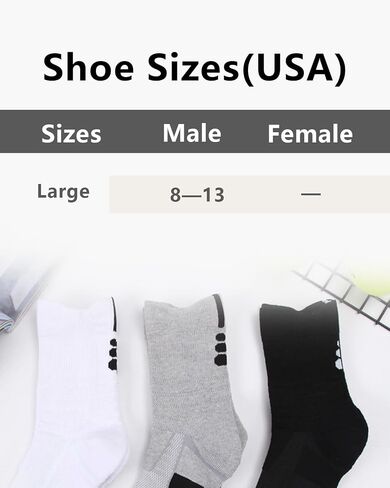 Basketball Socks for Mens Athletic Cushioned Compression Socks Ankle/Mid-Calf Running Hiking Socks 8-13 (6 Pairs) in Saudi Arabia