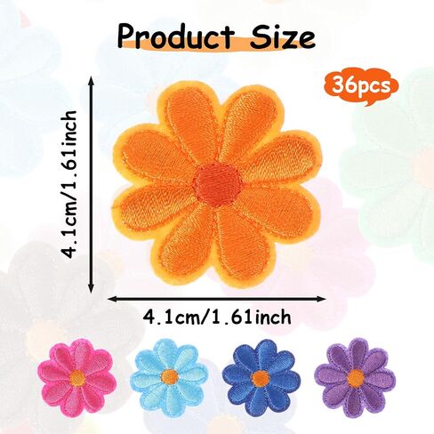 24PCS Flower Iron on Patches Cute Embroidered Patches Flower Repair Applique Aesthetics Colorful Decorative Iron Patches for Clothing Hats, Jeans in Saudi Arabia