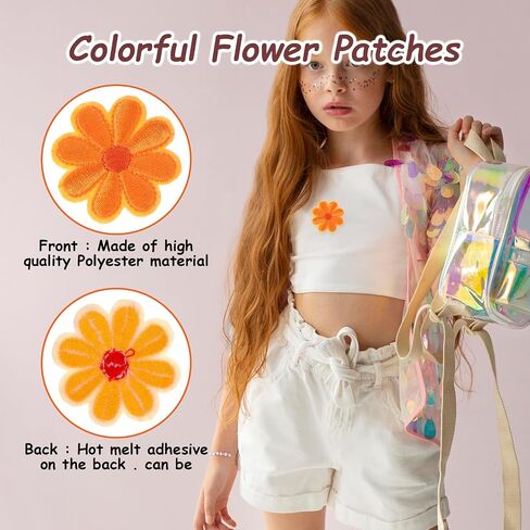 24PCS Flower Iron on Patches Cute Embroidered Patches Flower Repair Applique Aesthetics Colorful Decorative Iron Patches for Clothing Hats, Jeans in Saudi Arabia