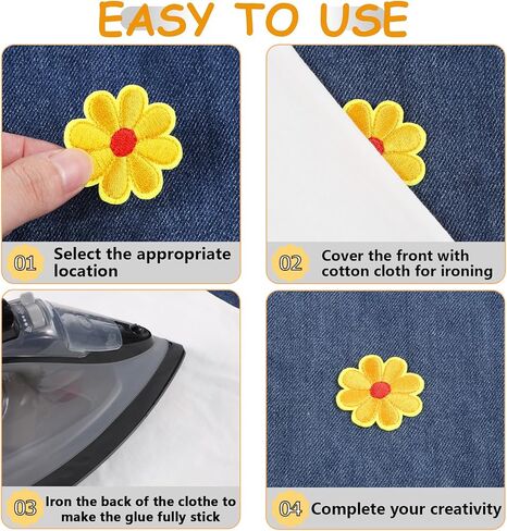 24PCS Flower Iron on Patches Cute Embroidered Patches Flower Repair Applique Aesthetics Colorful Decorative Iron Patches for Clothing Hats, Jeans in Saudi Arabia