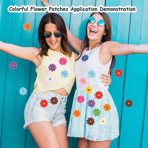 24PCS Flower Iron on Patches Cute Embroidered Patches Flower Repair Applique Aesthetics Colorful Decorative Iron Patches for Clothing Hats, Jeans in Saudi Arabia