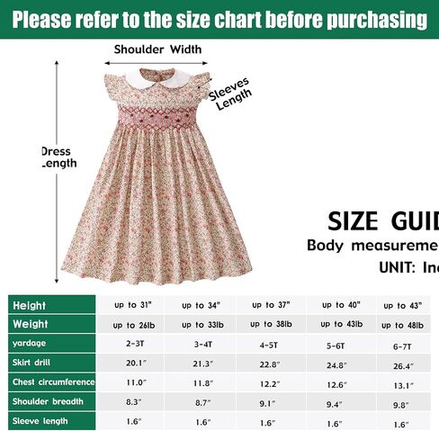 Toddler Easter Dress Girls Dresses Smocked Vintage Birthday Summer Floral Cotton Wedding Little Girl Dress in Kuwait