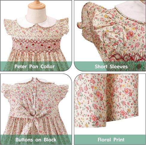 Toddler Easter Dress Girls Dresses Smocked Vintage Birthday Summer Floral Cotton Wedding Little Girl Dress in Kuwait