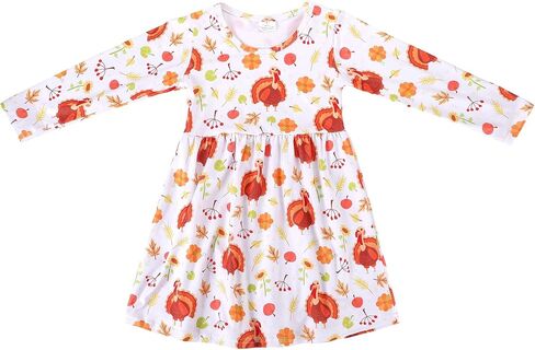 Halloween Christmas Toddler Girls Dress Pumpkin Spider Ghost Print Dresses Long Sleeve 2-8Y in Saudi Arabia