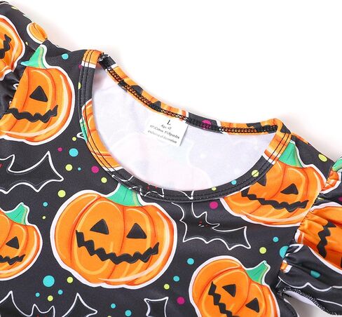 Halloween Christmas Toddler Girls Dress Pumpkin Spider Ghost Print Dresses Long Sleeve 2-8Y in Saudi Arabia