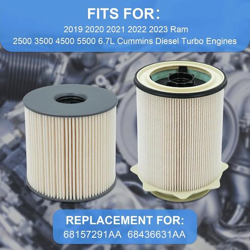 Fuel Filter Water Separator Set Upgraded Fits for 2019 2020 2021 2022 2023 Dodge Ram 2500 3500 4500 5500 6.7L Cummins Diesel Turbo Engines, Replace 68157291AA 68436631AA in Saudi Arabia