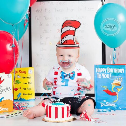 Amscan Dr. Seuss Cat In The Hat Paper Hats for Kids, 36 Count - Red & White Striped Party City Paper Hat for Boys & Girls - Birthday Party Supplies & Costume Accessories in Saudi Arabia