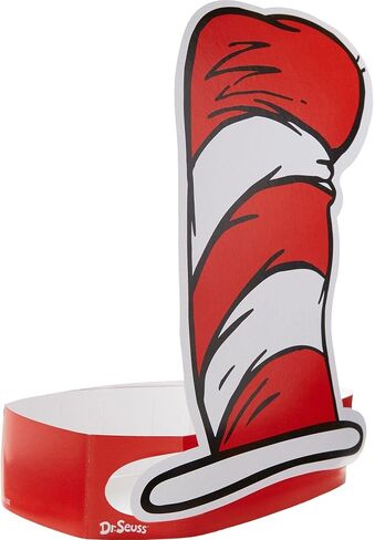 Amscan Dr. Seuss Cat In The Hat Paper Hats for Kids, 36 Count - Red & White Striped Party City Paper Hat for Boys & Girls - Birthday Party Supplies & Costume Accessories in Saudi Arabia