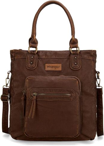 Wrangler Tote Bag for Women Soft Washed Leather Multi Pocket Shoulder Purses in Saudi Arabia