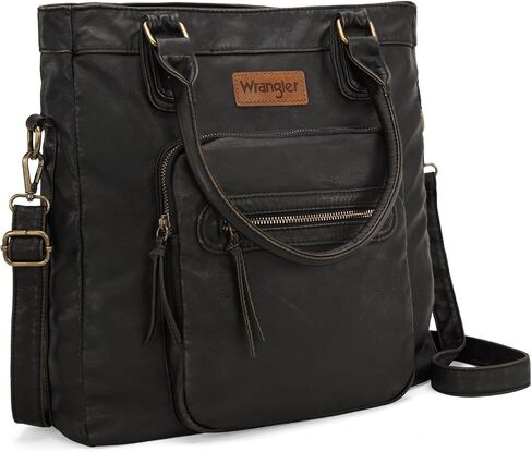 Wrangler Tote Bag for Women Soft Washed Leather Multi Pocket Shoulder Purses in Saudi Arabia