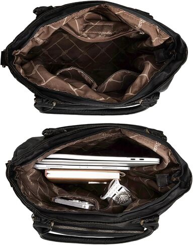 Wrangler Tote Bag for Women Soft Washed Leather Multi Pocket Shoulder Purses in Saudi Arabia