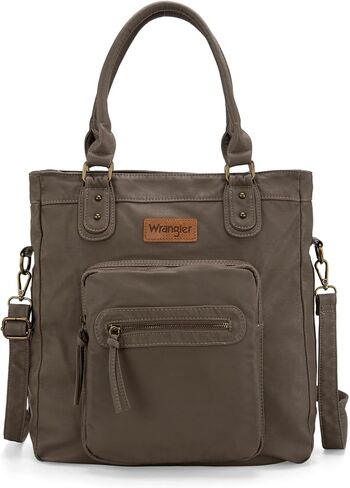Wrangler Tote Bag for Women Soft Washed Leather Multi Pocket Shoulder Purses in Saudi Arabia