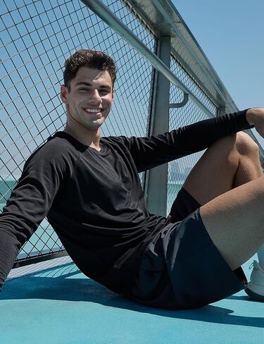 Men's Active Casual Long Sleeve Shirts Lightweight Dry Fit Workout Running Athletic Comfortable T-Shirts in Saudi Arabia