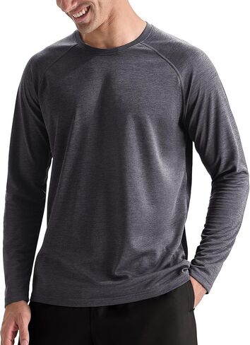 Men's Active Casual Long Sleeve Shirts Lightweight Dry Fit Workout Running Athletic Comfortable T-Shirts in Saudi Arabia