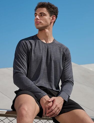 Men's Active Casual Long Sleeve Shirts Lightweight Dry Fit Workout Running Athletic Comfortable T-Shirts in Saudi Arabia