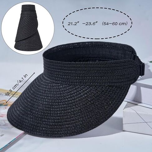 Womens Sun Hat Straw Sun Visors for Women Summer Packable Ponytail Beach Hats for Women in Saudi Arabia