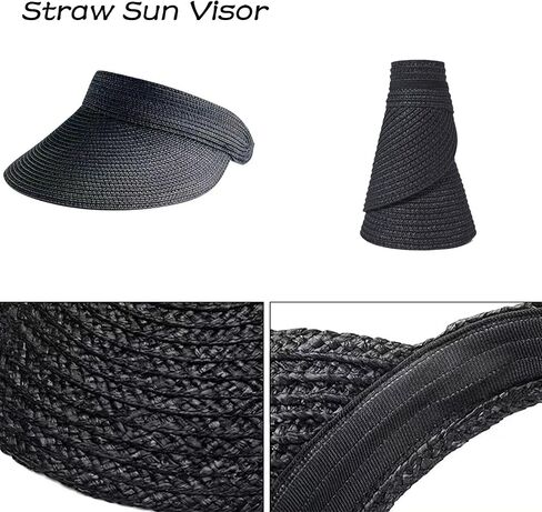 Womens Sun Hat Straw Sun Visors for Women Summer Packable Ponytail Beach Hats for Women in Saudi Arabia