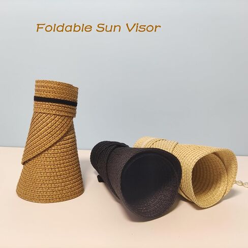 Womens Sun Hat Straw Sun Visors for Women Summer Packable Ponytail Beach Hats for Women in Saudi Arabia