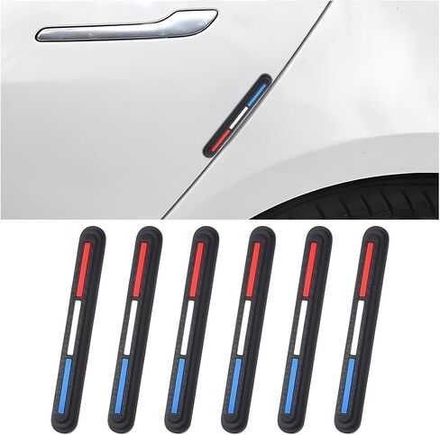 AICEL 6 PCS Car Door Edge Guards, Auto Anti-Scratch Side Door Edge Protector, Anti-Collision Self-Adhesive Trim Sticker, Universal Exterior Accessories for Cars, Trucks, SUVs (Red/White/Blue) in Saudi Arabia