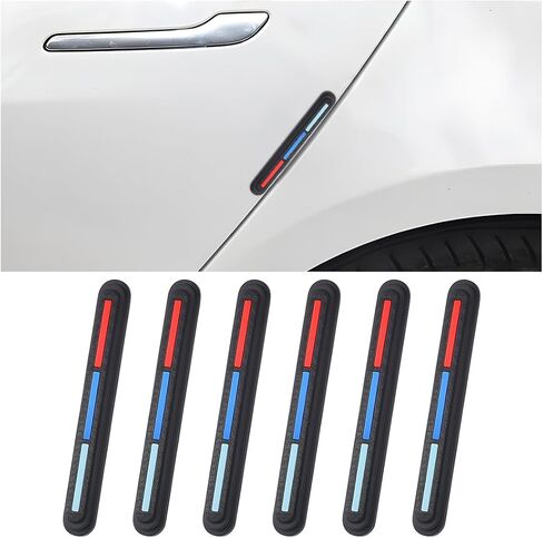AICEL 6 PCS Car Door Edge Guards, Auto Anti-Scratch Side Door Edge Protector, Anti-Collision Self-Adhesive Trim Sticker, Universal Exterior Accessories for Cars, Trucks, SUVs (Red/White/Blue) in Saudi Arabia