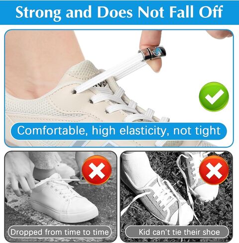3Pcs Elastic No Tie Shoe Laces For Kids And Adults, Buckle Lock Tieless Shoelace, Stretch Shoe Strings in Saudi Arabia