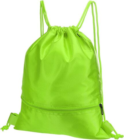PATIKIL Drawstring Backpack Bag, Drawstring Gym Bag String Backpack with Zip Pocket for Women Men, Green in Saudi Arabia
